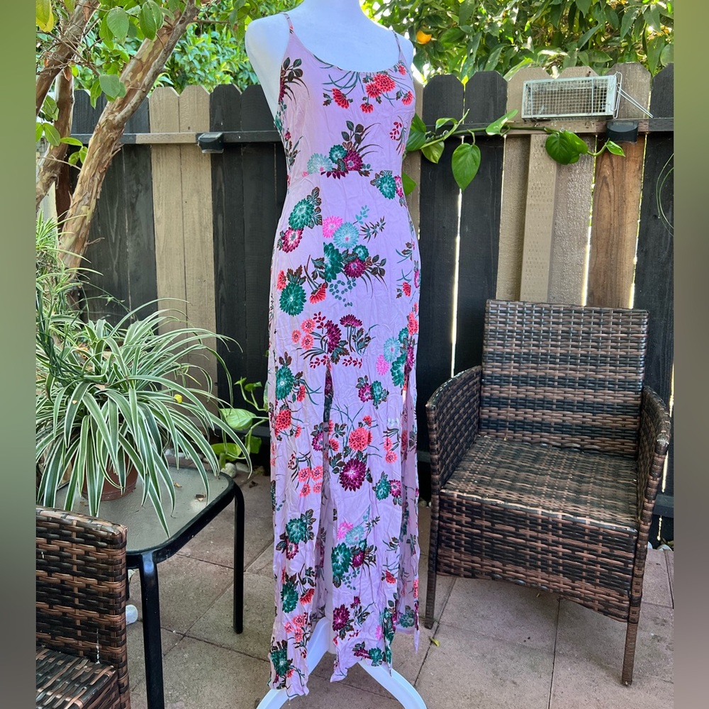 Double-slit maxi floral dress